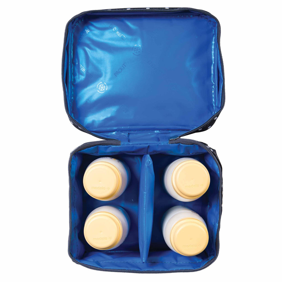 freezable-breastmilk-and-formula-cooler-z7 2023_Breastmilk-Cooler_Polka-Dots_Top-Down_4-Bottles_Lores.jpg