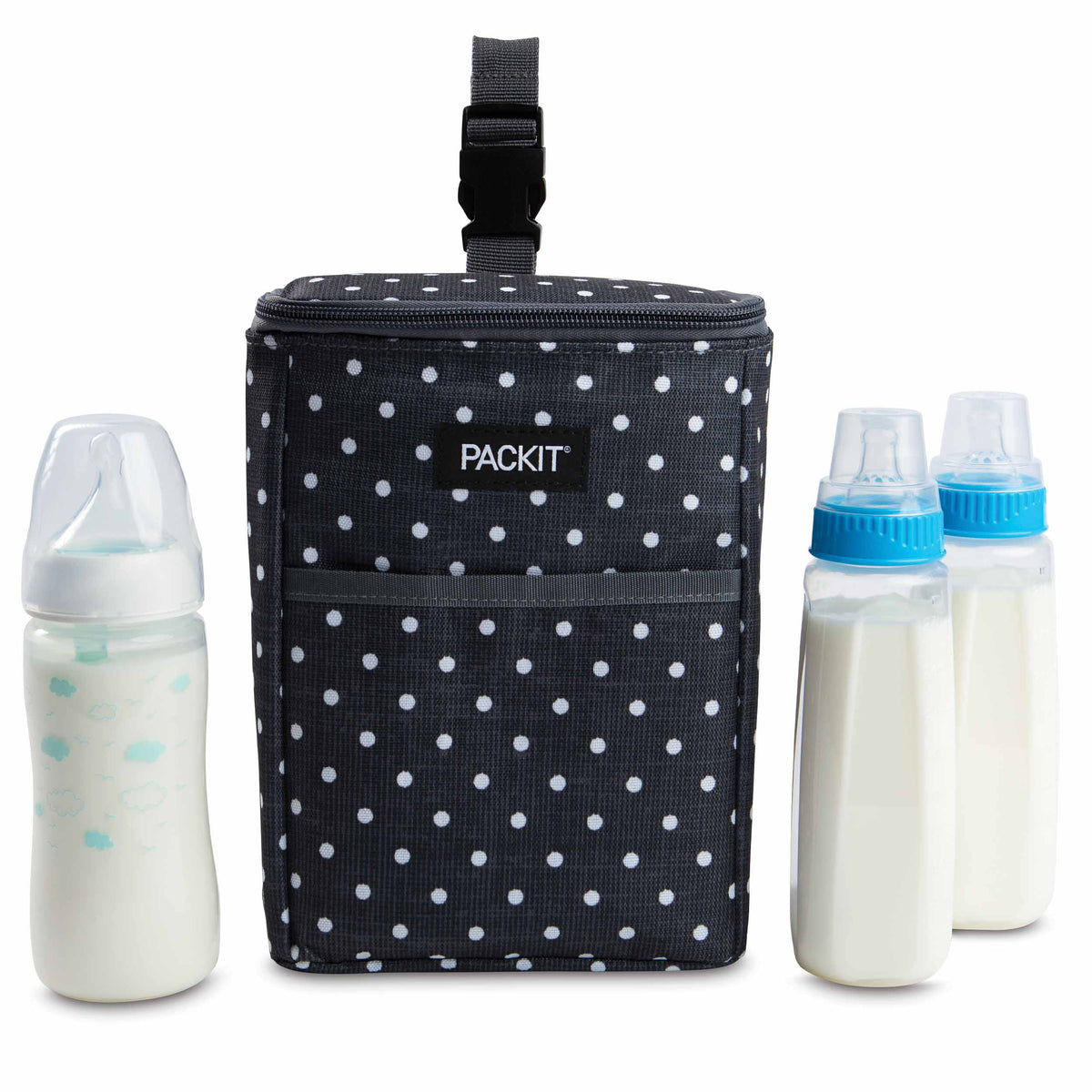 freezable-double-baby-bottle-bag-v9 2023_Double-Bottle-Bag_Polka-Dots_Front_Food-Combo_3-Bottles_Lores.jpg