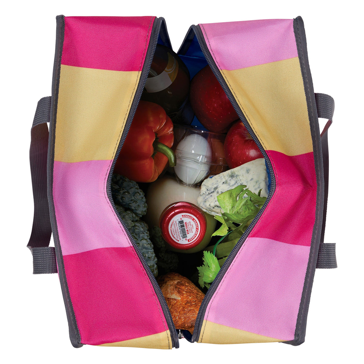 freezable-grocery-tote-y7 Freezable-Grocery-Tote-PinkStripes-Top-Down-Food-Combo-Filled_LORES.jpg