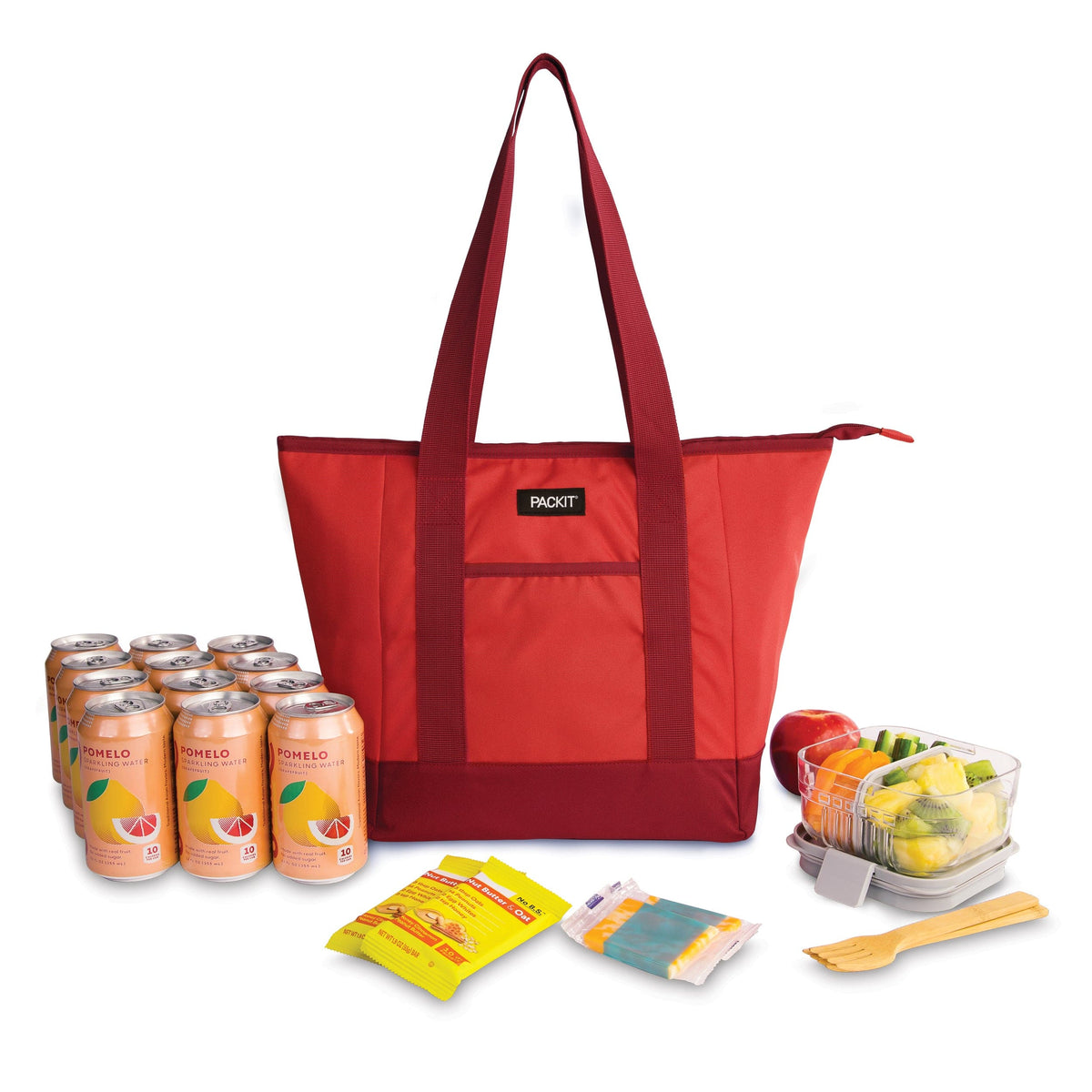 freezable-12-can-tote-cooler-x0 freezable-12-can-tote-cooler-poppy-front-food-combo.jpg