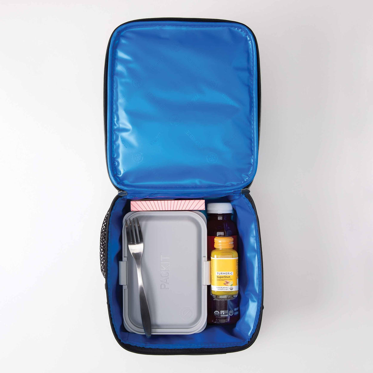freezable-upright-lunch-box-p9 freezable-upright-lunch-box-black-gray-top-view-with-food.jpg